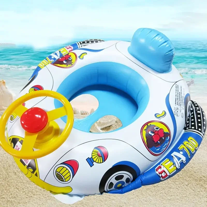 Baby Swim Ring Cartoon Inflatable Seat Floating Sunshade Toddler Circle Bathtub Swimming Pool Beach Party Outdoor Water Toy