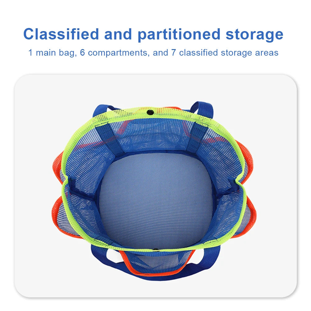 Mesh Beach Bag Large Beach Tote Bag Lightweight Portable Pool Bag Waterproof 7 Pockets for Cruise Swim Vacation Essentials