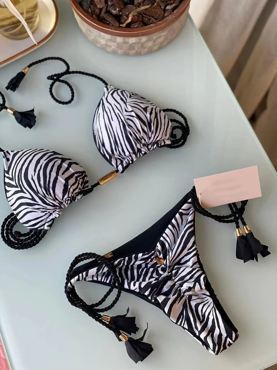 Chic Multicolor Backless Triangle Bikini for Women - Perfect Summer Swimwear!