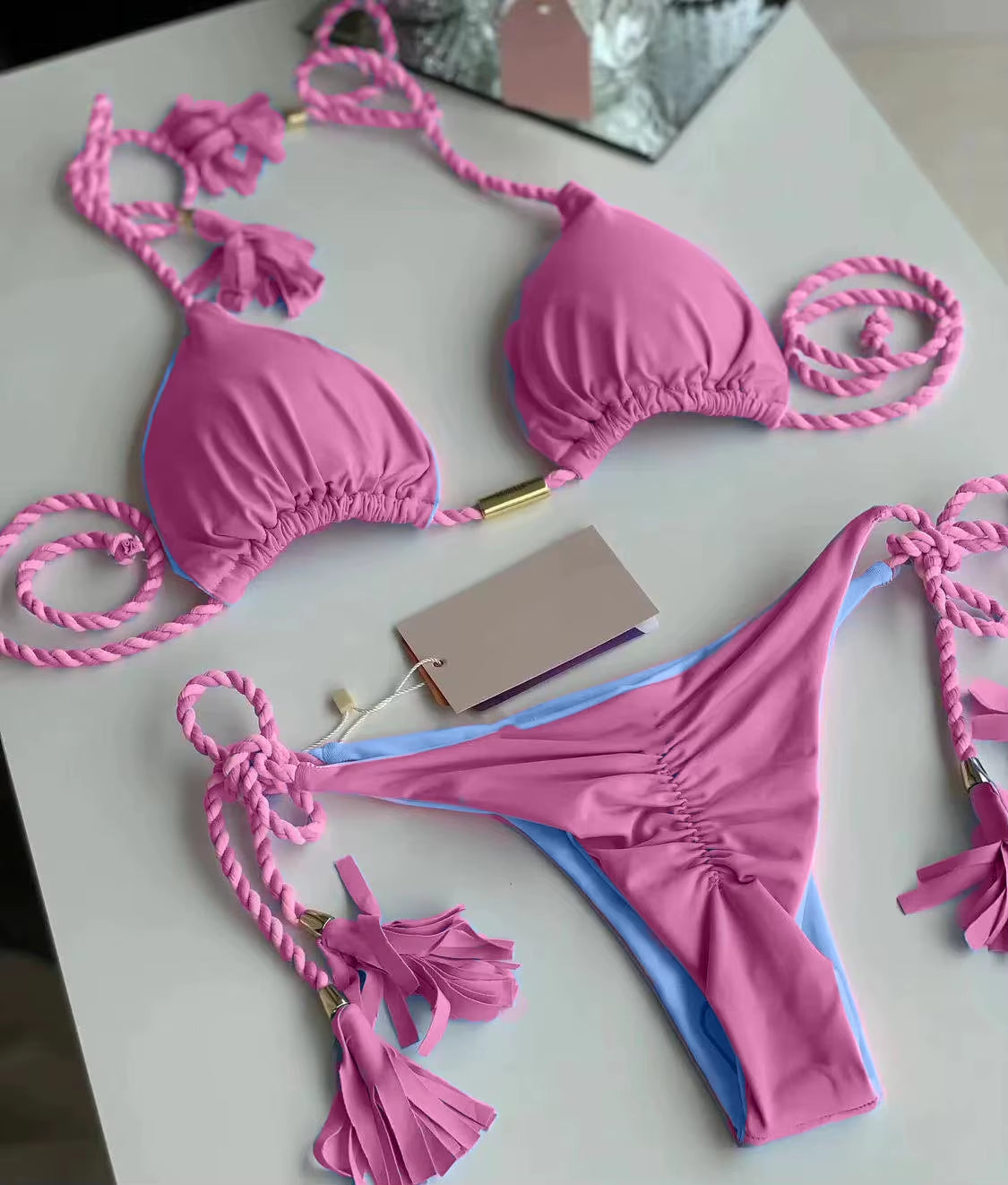 Chic Multicolor Backless Triangle Bikini for Women - Perfect Summer Swimwear!