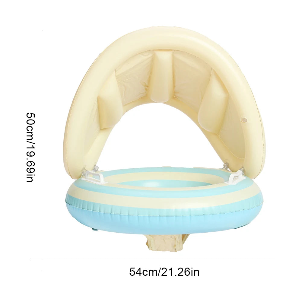 Baby Swimming Ring Inflatable Swim Ring with Detachable Sunshade Toddlers Pool Float Leakproof Baby Pool Toy for Kids Toddlers
