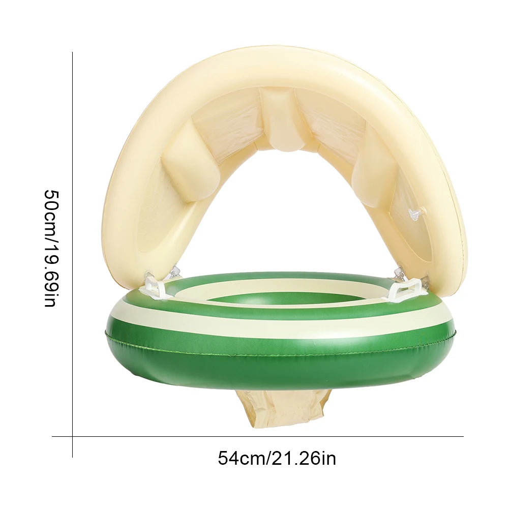 Baby Swimming Ring Inflatable Swim Ring with Detachable Sunshade Toddlers Pool Float Leakproof Baby Pool Toy for Kids Toddlers