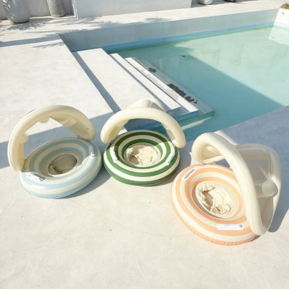 Baby Swimming Ring Inflatable Swim Ring with Detachable Sunshade Toddlers Pool Float Leakproof Baby Pool Toy for Kids Toddlers