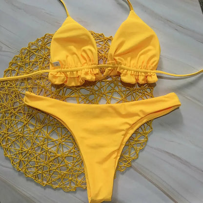 Stylish Summer Brazilian Bikini Set - Push-Up Top & Thong Bottom Swimwear for the Perfect Beach Look