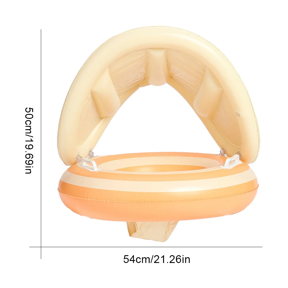 Baby Swimming Ring Inflatable Swim Ring with Detachable Sunshade Toddlers Pool Float Leakproof Baby Pool Toy for Kids Toddlers
