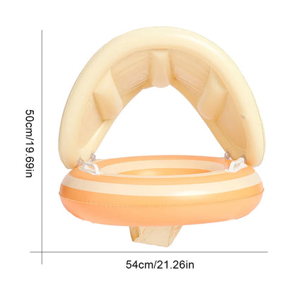 Baby Swimming Ring Inflatable Swim Ring with Detachable Sunshade Toddlers Pool Float Leakproof Baby Pool Toy for Kids Toddlers
