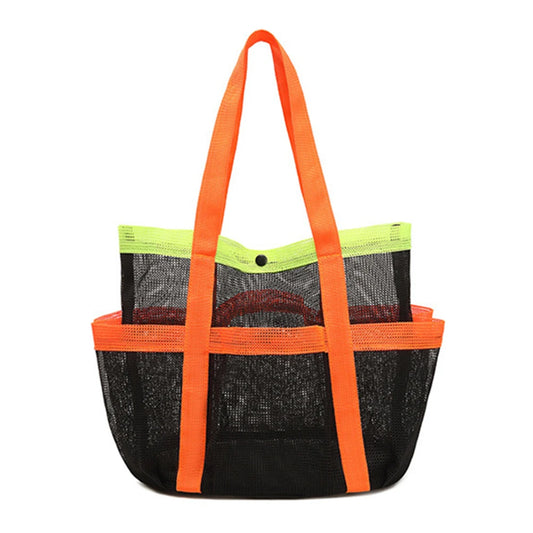 Mesh Beach Bag Large Beach Tote Bag Lightweight Portable Pool Bag Waterproof 7 Pockets for Cruise Swim Vacation Essentials